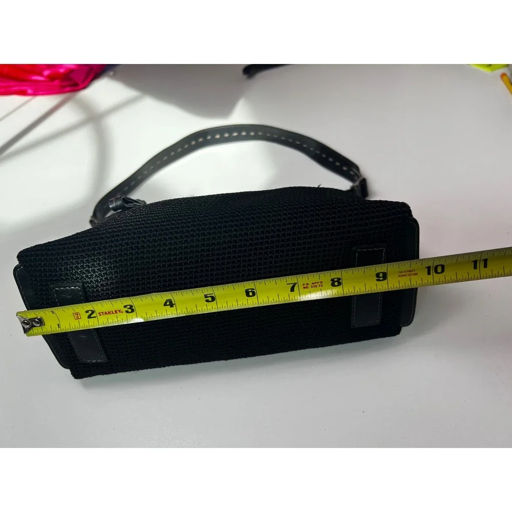 The Sak Black Crochet Shoulder Bag‎ Purse with Leather Trim